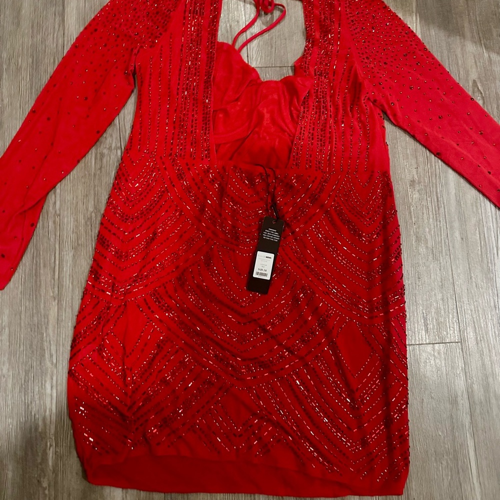 Fashion Nova Red Long Sleeve Dress - Picture 6 of 6